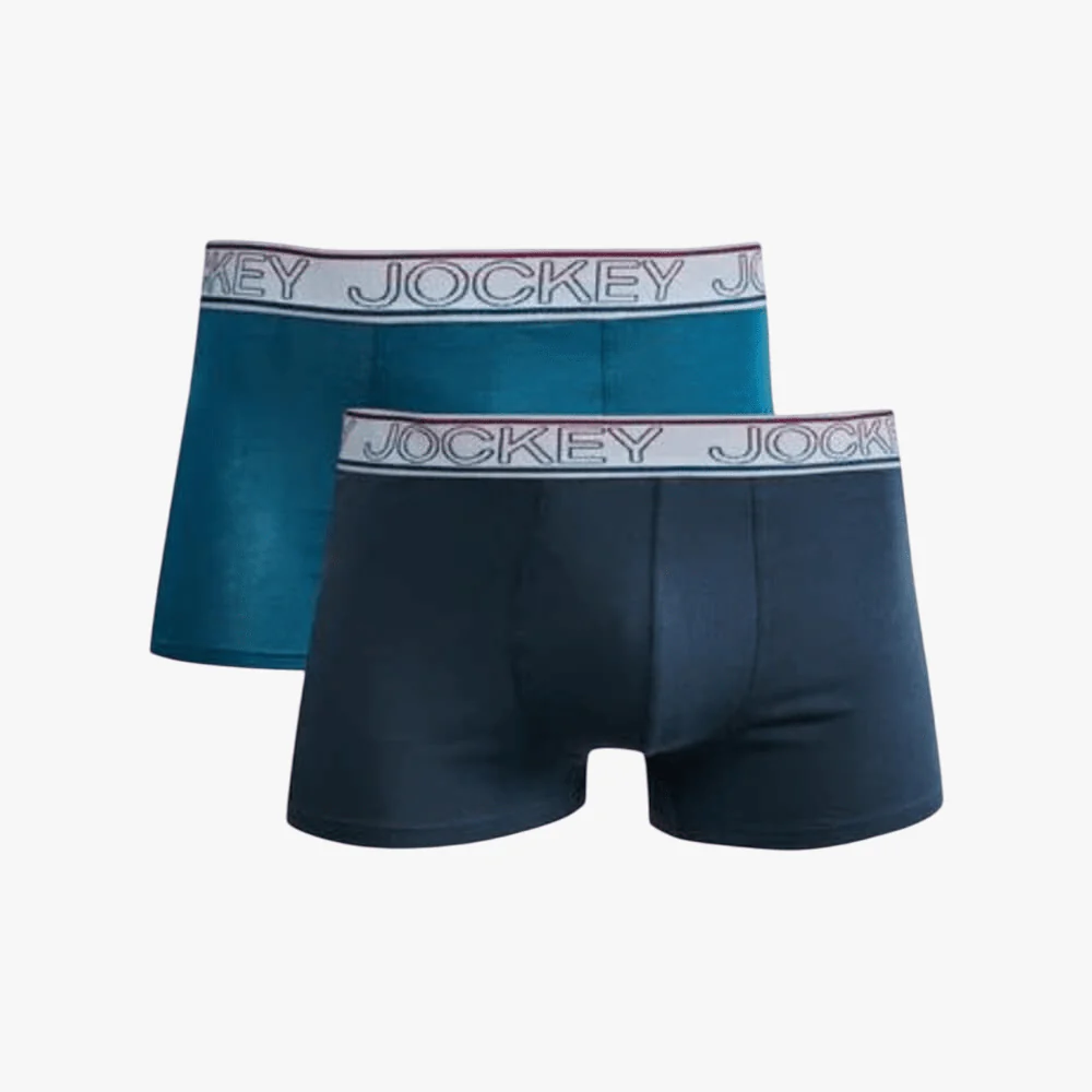 Jockey Mens New Gen Pouch Trunk Blue/Grey Plain 2 Pack