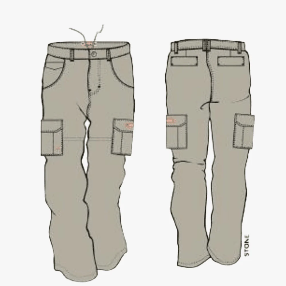 Kakiebos Mens Fixed Waist Cargo Pants Stone