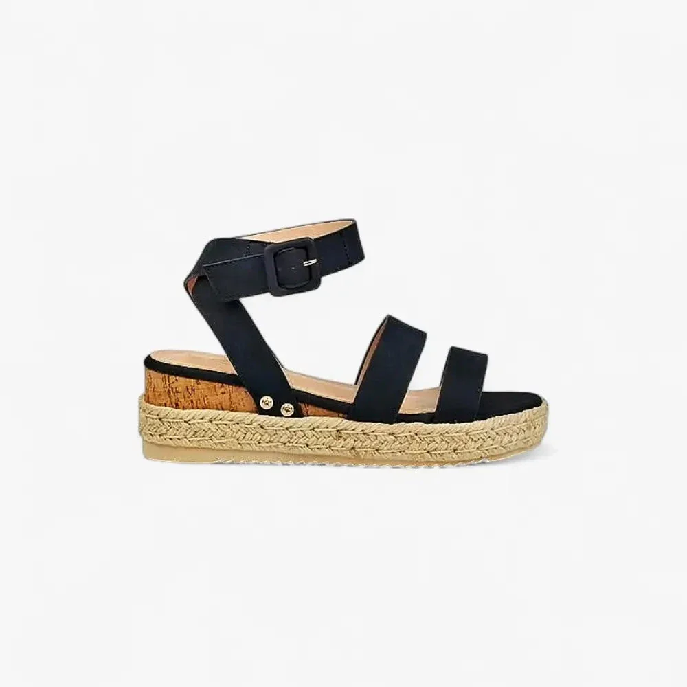 Miss Black Womens Steffi 2 Wedge Sandal Black