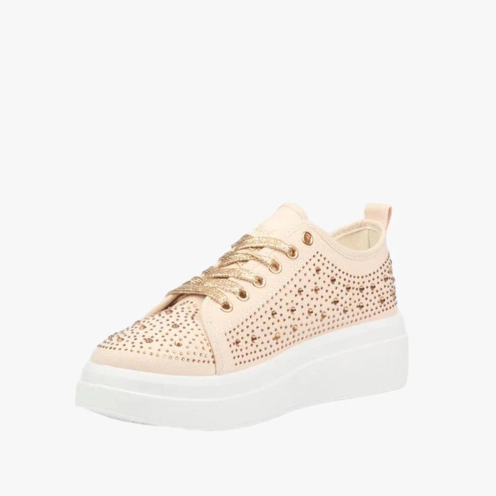 Miss Black Womens Zora 3 Bling Sneaker Nude