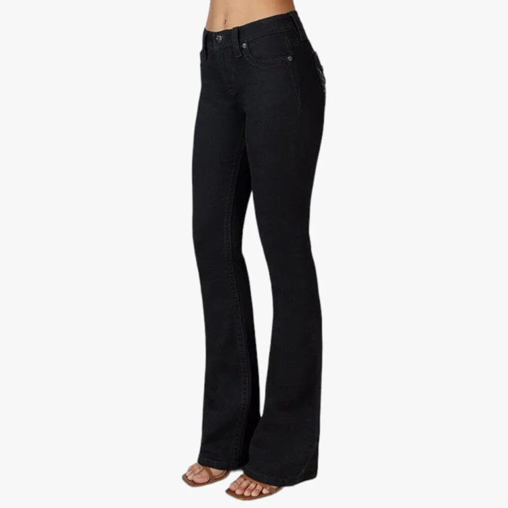 Miss Me Womens Dark Angel Mid Rise Bootleg Jeans Black