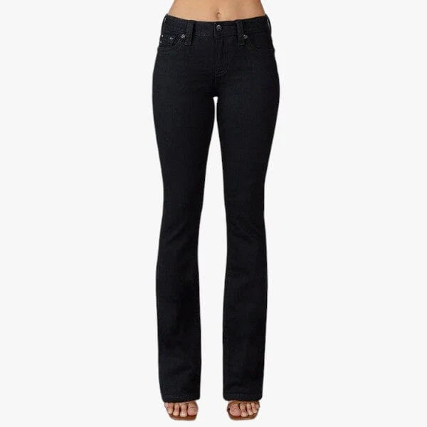 Miss Me Womens Dark Angel Mid Rise Bootleg Jeans Black - Image 2