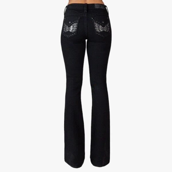 Miss Me Womens Dark Angel Mid Rise Bootleg Jeans Black - Image 3
