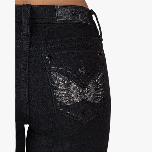 Miss Me Womens Dark Angel Mid Rise Bootleg Jeans Black - Image 4