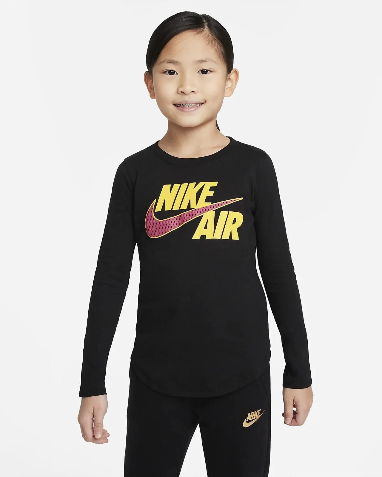 Nike Girls Air Mesh Long Sleeve Tee Black