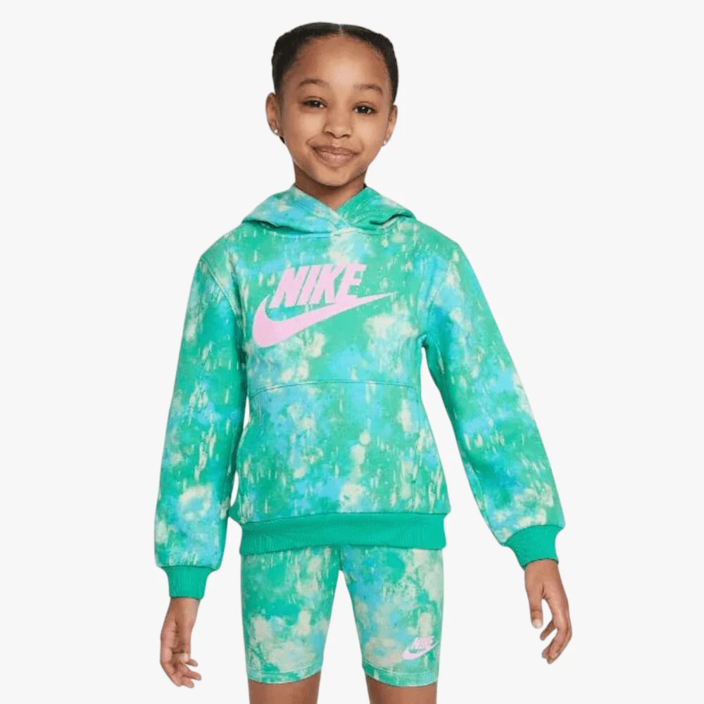 Nike Girls Printed Club Hoody Stadium Green