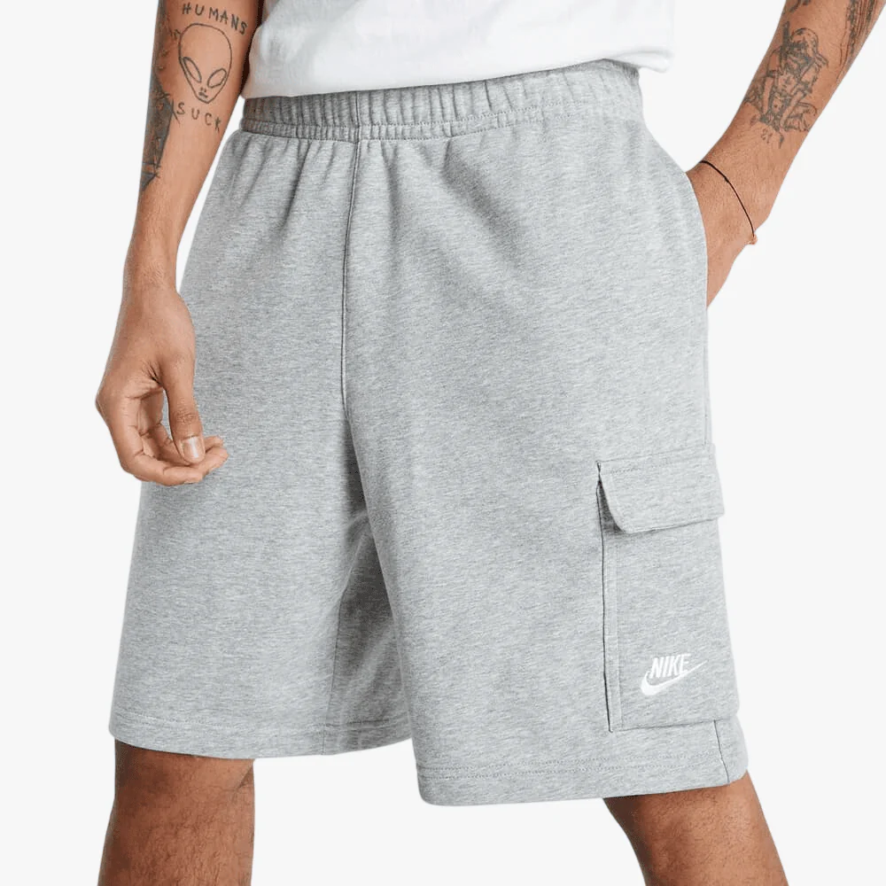 Nike Mens Club Ft Cargo Shorts Grey Mel