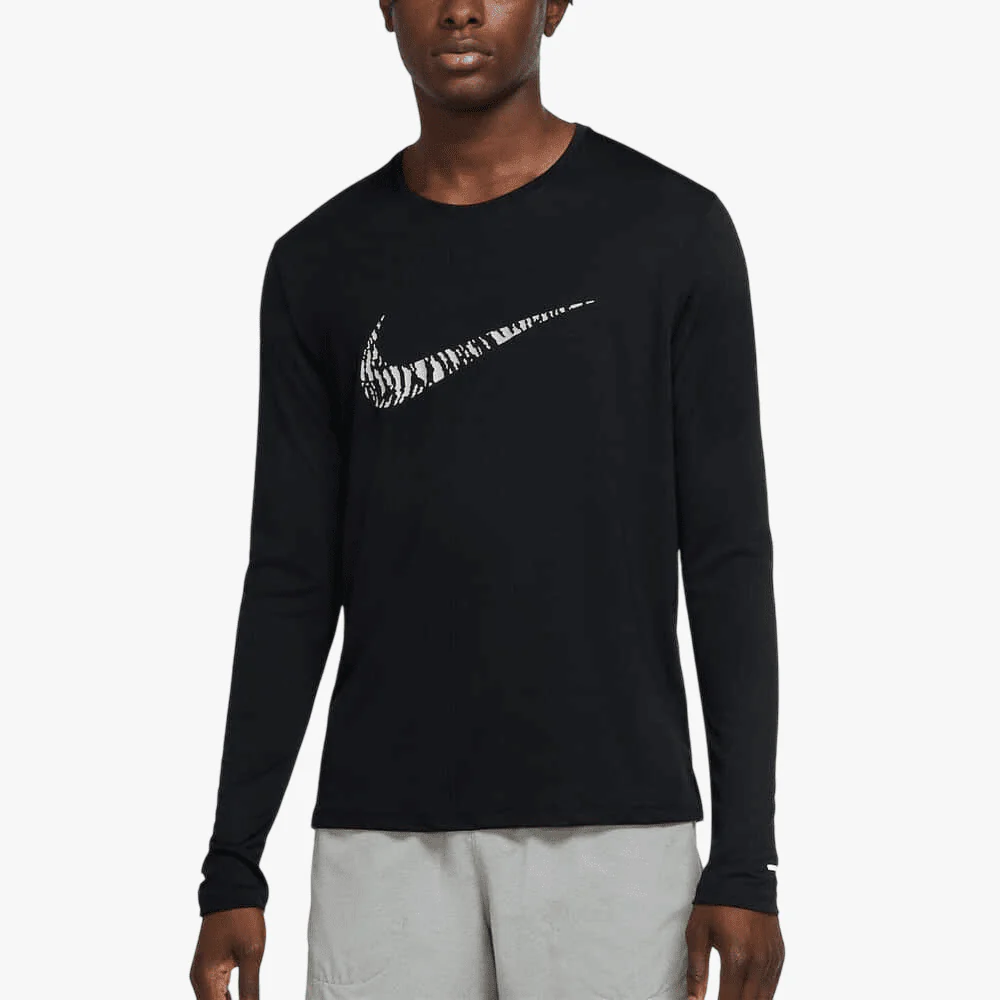 Nike Mens Dri Fit Uv Run Long Sleeve Top Black