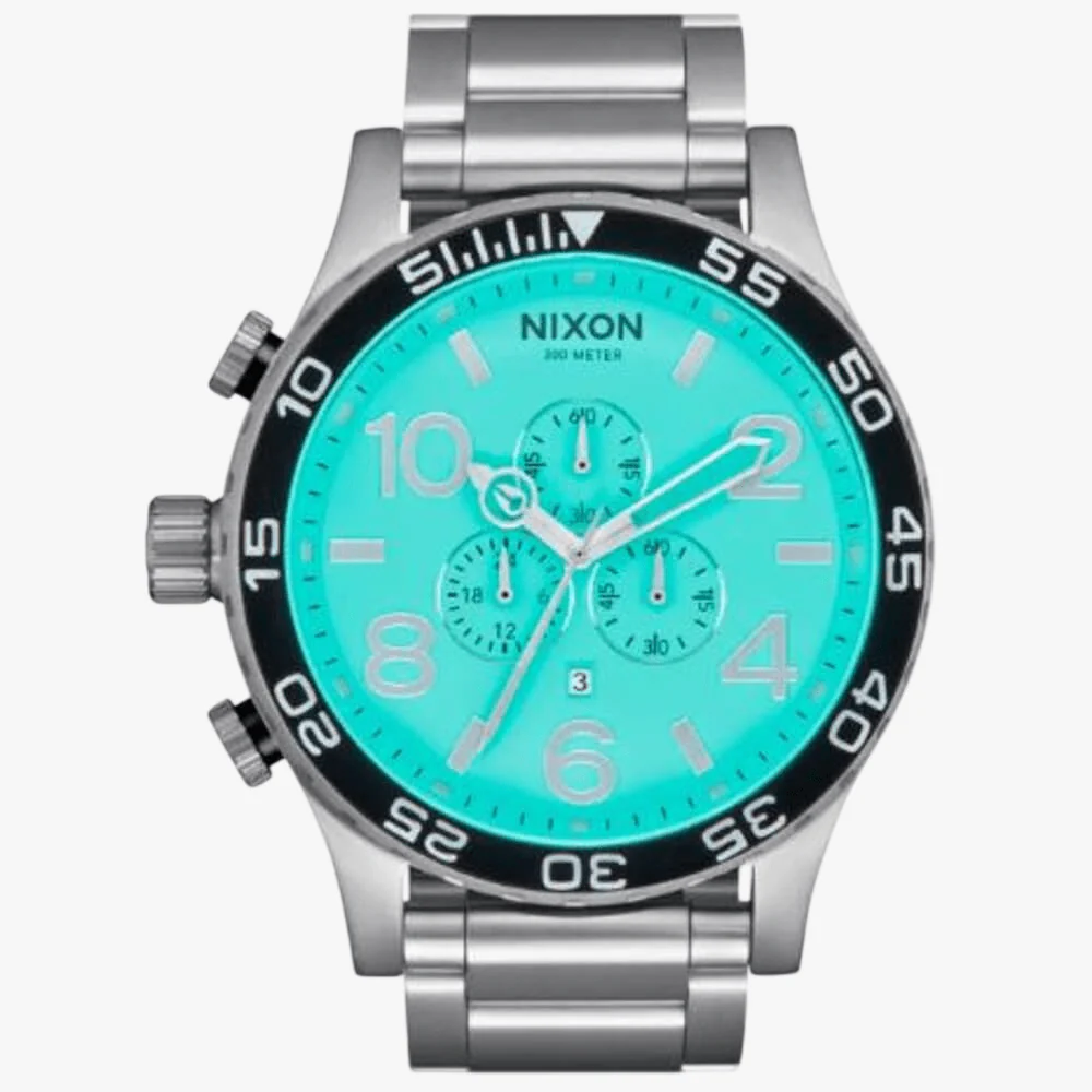 Nixon 51-30 Chrono Silver / Turquoise Watch >610-4360