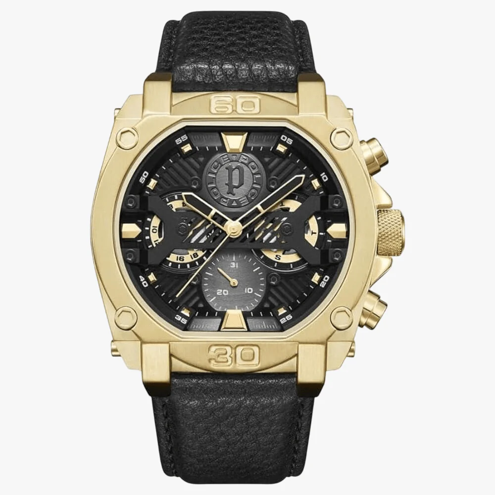 Police Gents Norwood Watch Gold Steel