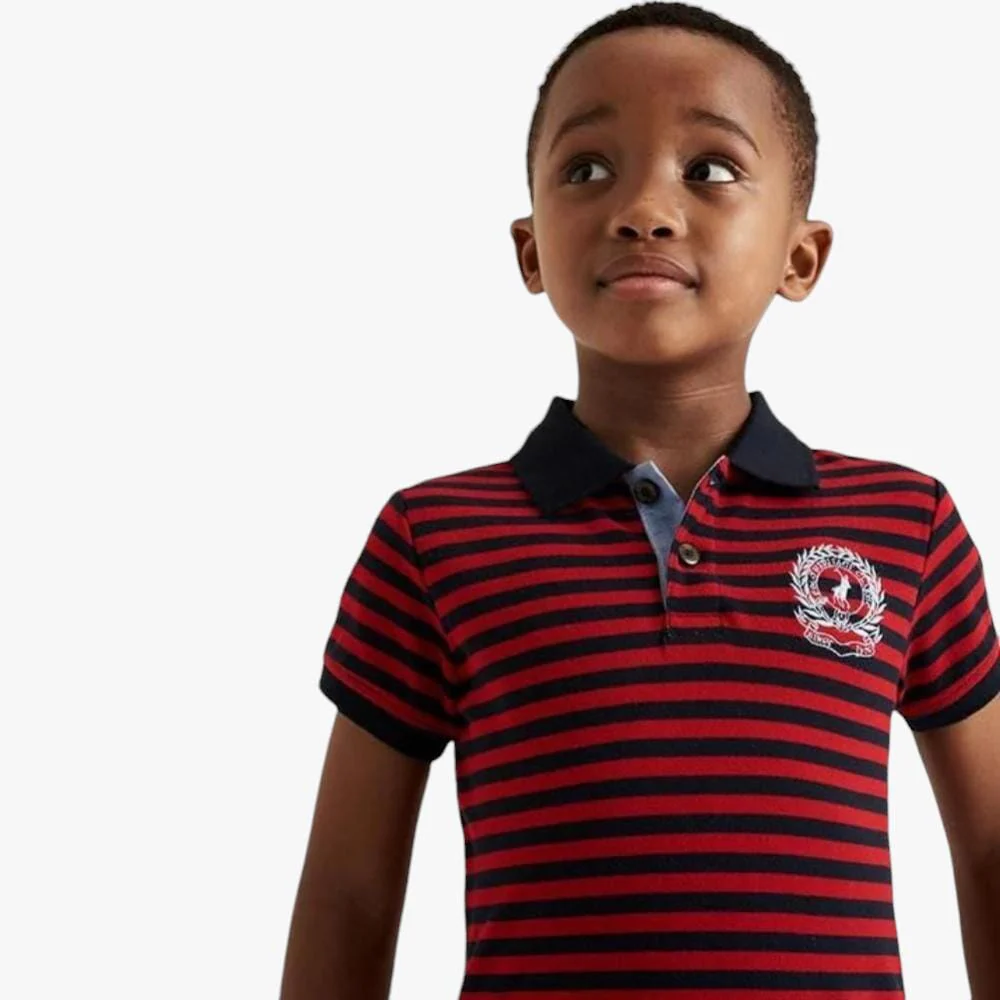 Polo Boys Warren Striped Short Sleeve Golfer Red