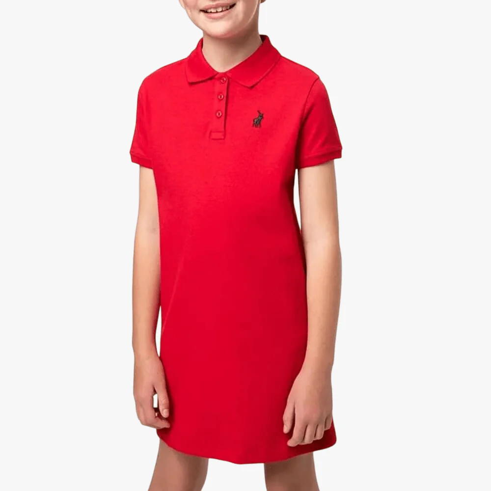 Polo Girls Dakota Short Sleeve Golfer Dress Red