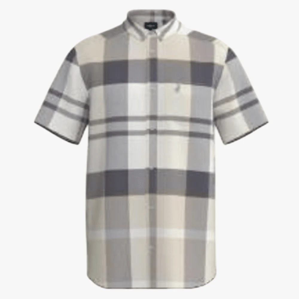 Polo Mens Bold Check Short Sleeve Shirt Stone