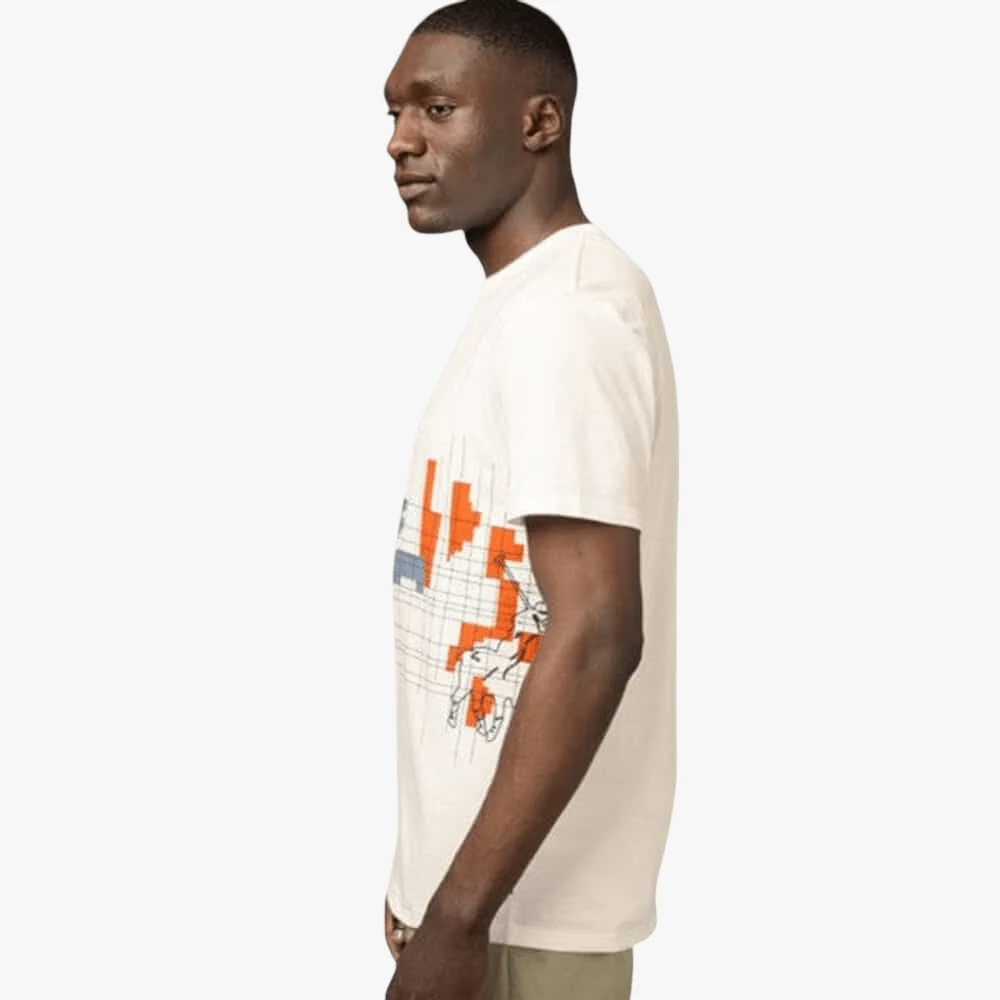 Polo Mens Distorted Printed Short Sleeve Tee Off White - Image 2
