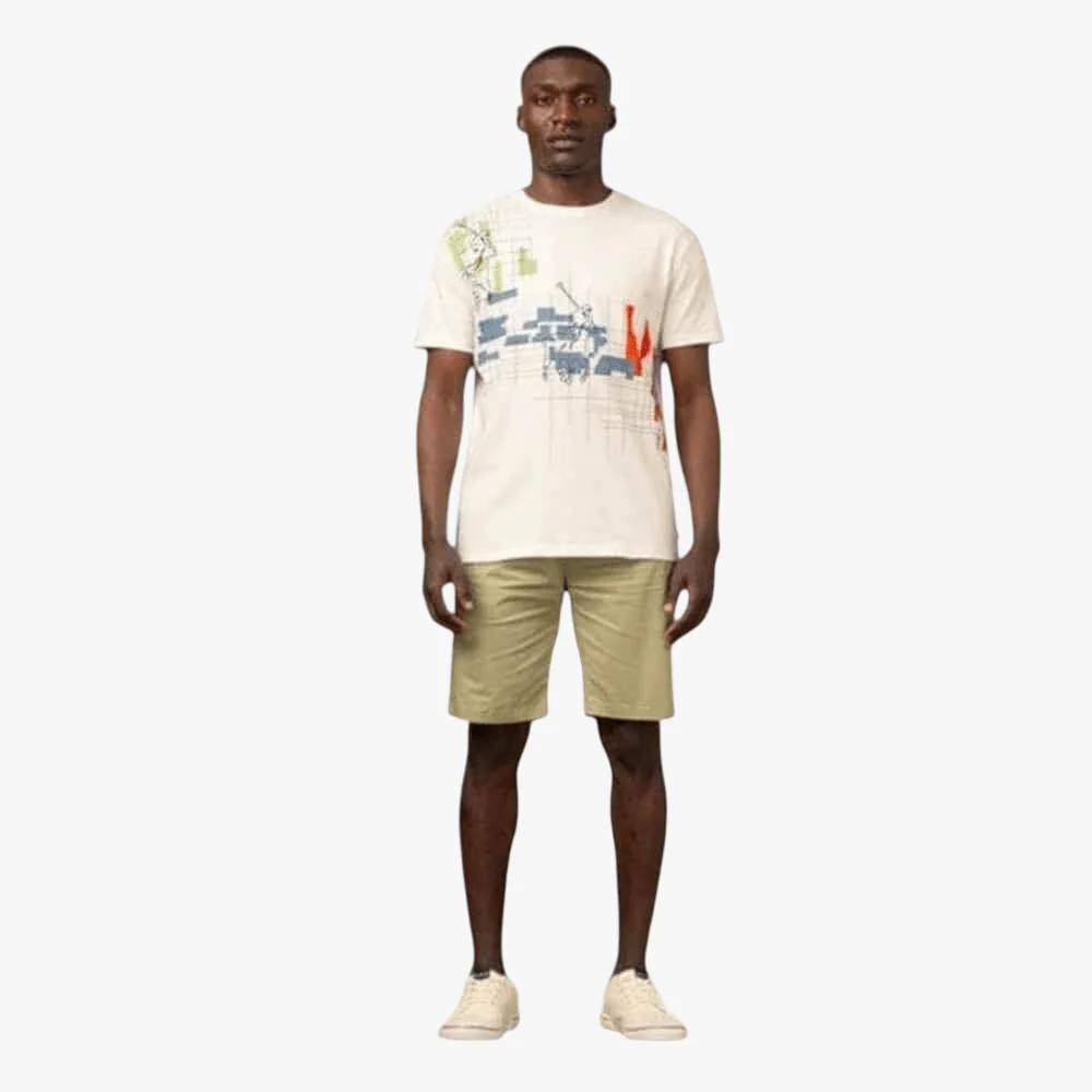 Polo Mens Distorted Printed Short Sleeve Tee Off White - Image 3