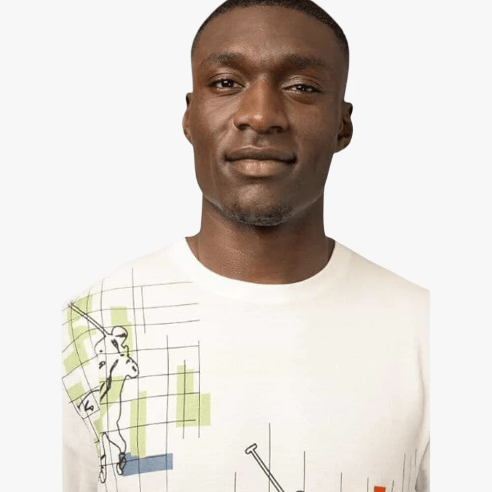 Polo Mens Distorted Printed Short Sleeve Tee Off White - Image 4