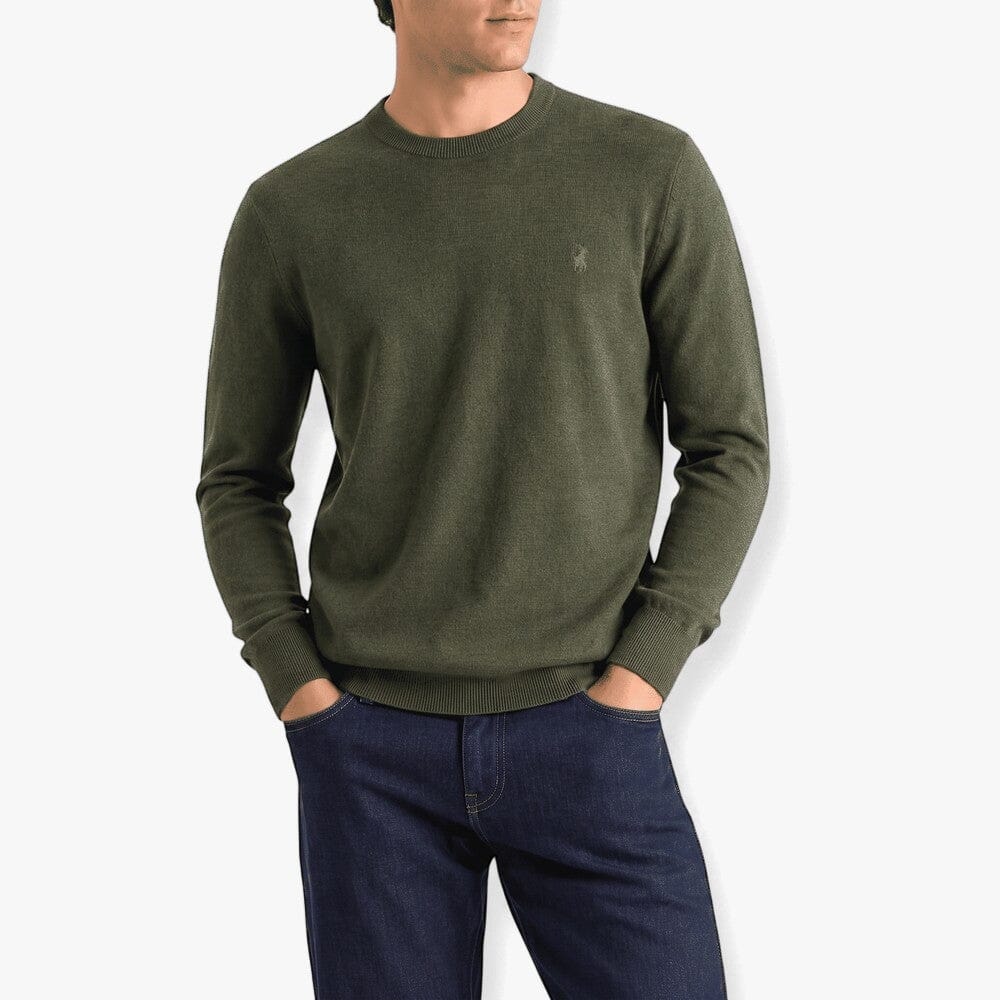 Polo Mens Essential Cotton Crew Sweater Fatigue
