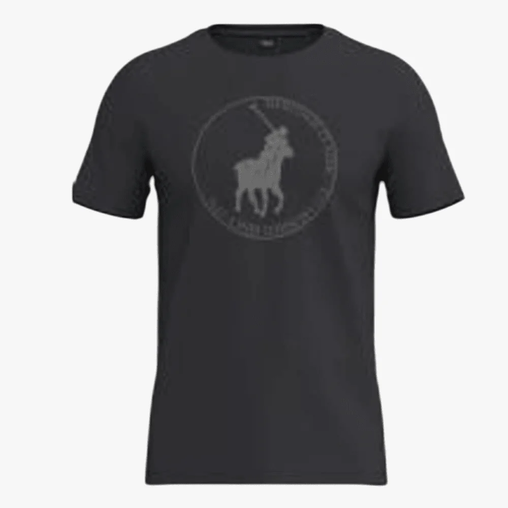 Polo Mens Logo Printed Short Sleeve Tee Black