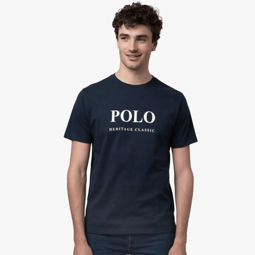 Polo Mens Logo Printed Short Sleeve Tee Navy