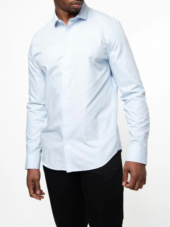 Polo Mens Long Sleeve Micro Check Shirt Blue