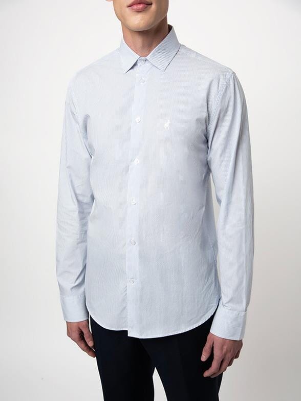 Polo Mens Long Sleeve Micro Dobby Check Shirt White