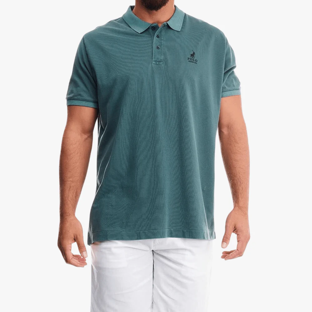 Polo Mens Pjc Overdyed Short Sleeve Golfer Teal