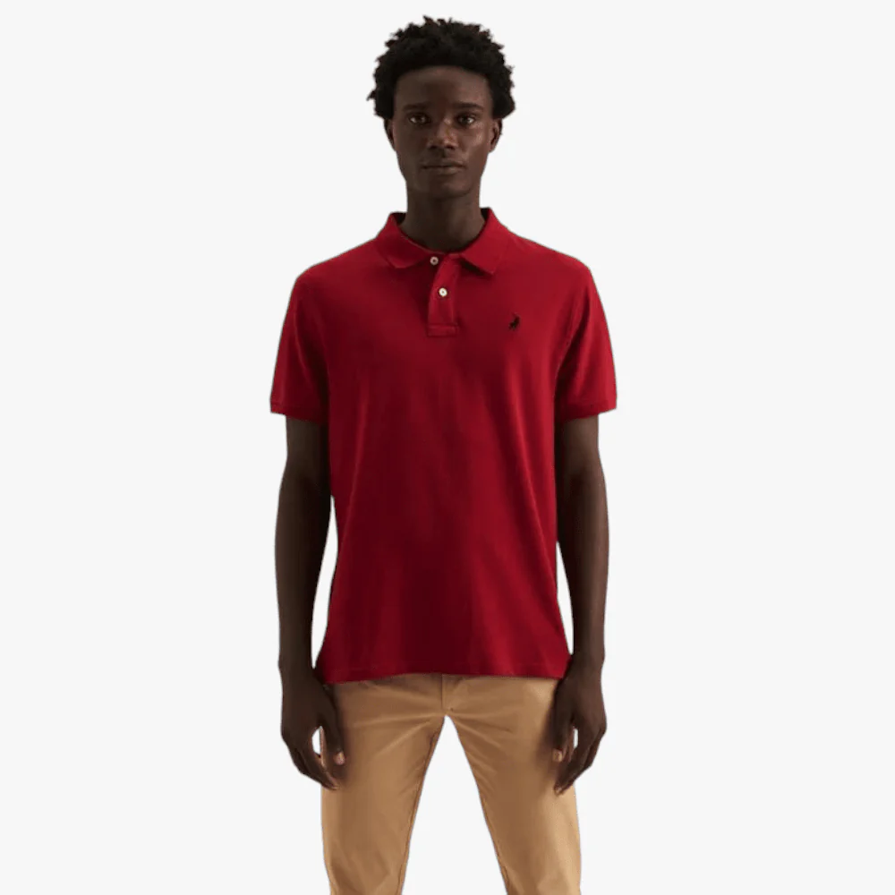 Polo Mens Stretch Pique Short Sleeve Golfer Crimson