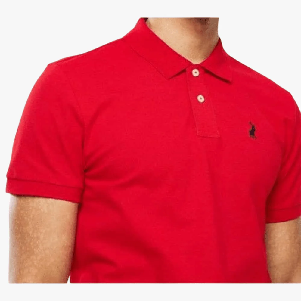 Polo Mens Stretch Pique Short Sleeve Golfer Red - Image 3