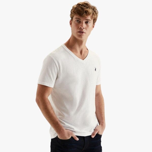 Polo Mens V-Neck Short Sleeve Tee White