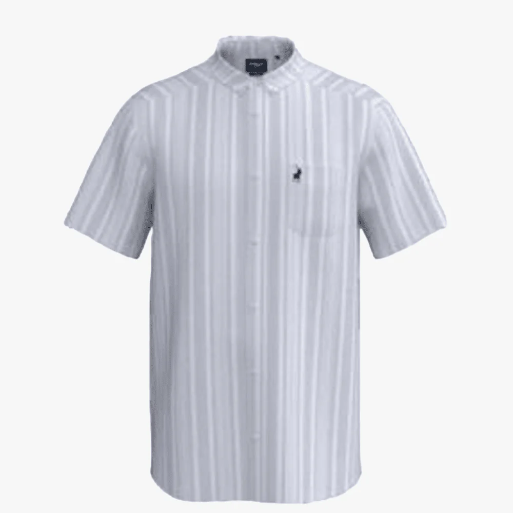 Polo Mens Vertical Stripe Short Sleeve Shirt Blue