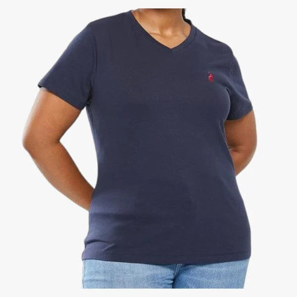 Polo Womens Kelly V Neck Stretch Short Sleeve Tee Navy - Image 5