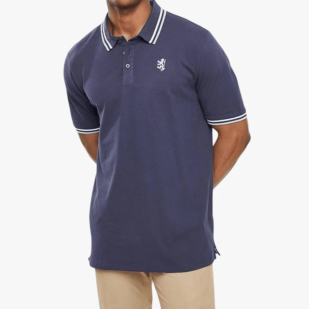 Pringle Mens 1Up Pique Short Sleeve Golfer Navy