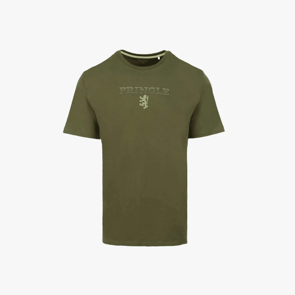 Pringle Mens Ezra Short Sleeve Logo Crew Tee Fatigue