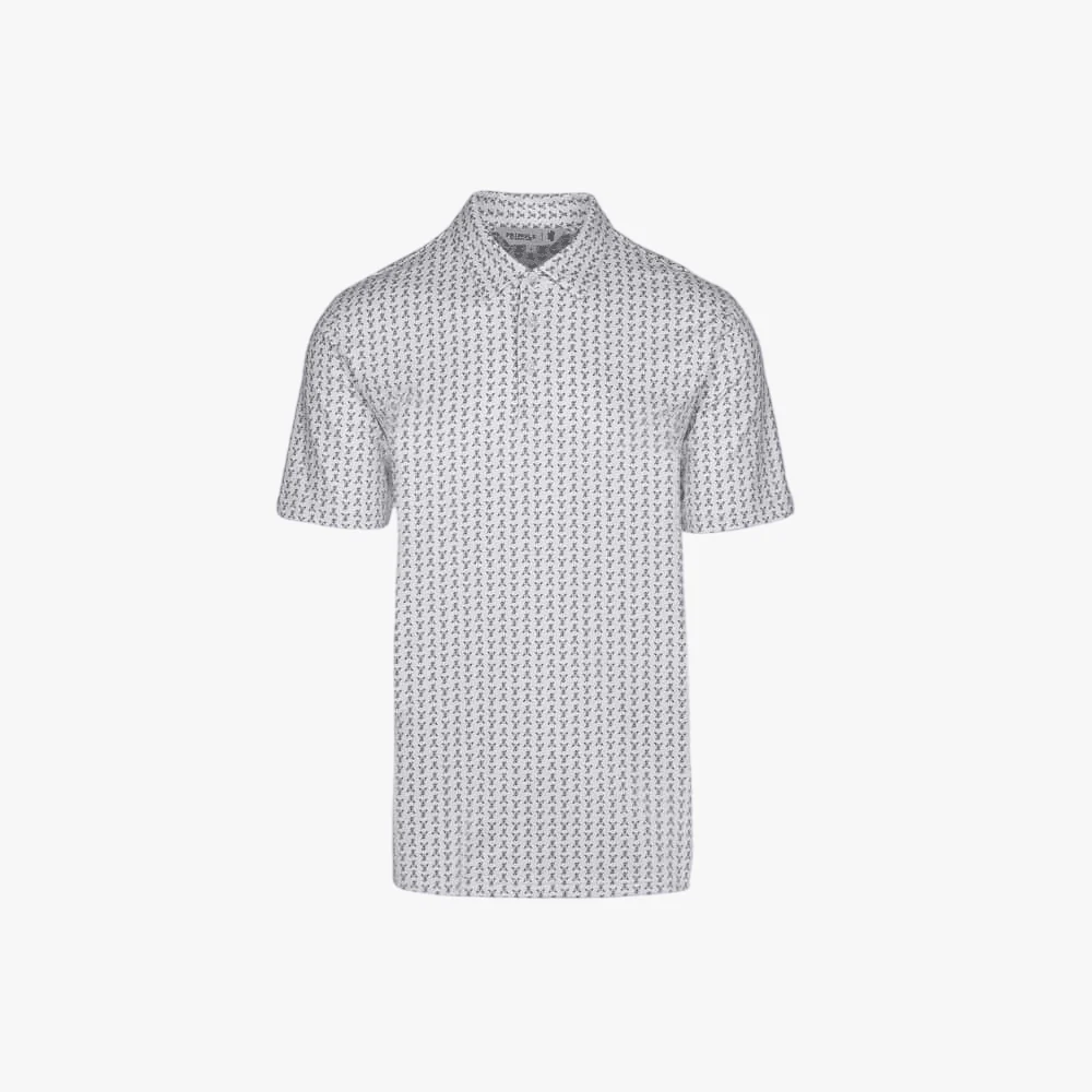 Pringle Mens George Printed Technical Short Sleeve Golfer White