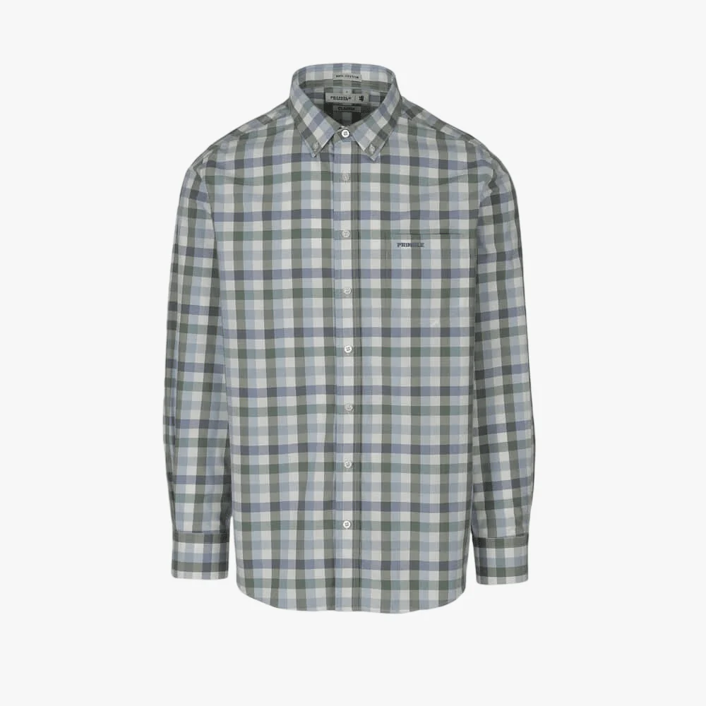 Pringle Mens Joe Check Long Sleeve Shirt Green