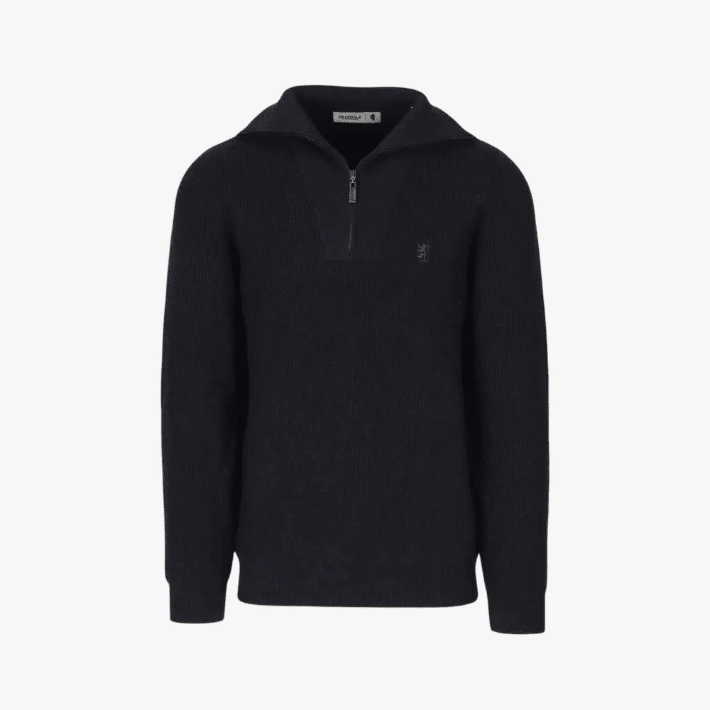 Pringle Mens Kyle 1/4 Zip Ribbed Knit Sweater Navy