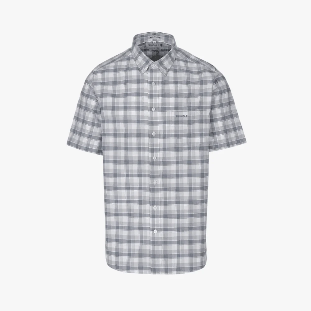 Pringle Mens Samual Oxford Check Short Sleeve Shirt Blue