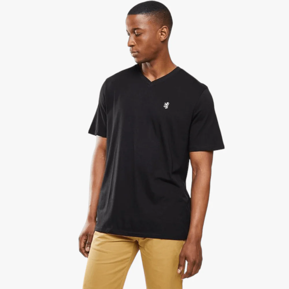 Pringle Mens V Neck Core Pima Cotton Short Sleeve Tee Black