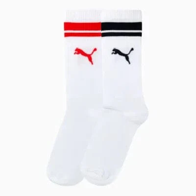 Puma Mens 2 Pack Stripe White Socks