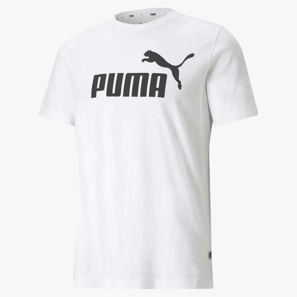 Puma Mens Ess Logo Short Sleeve Tee White