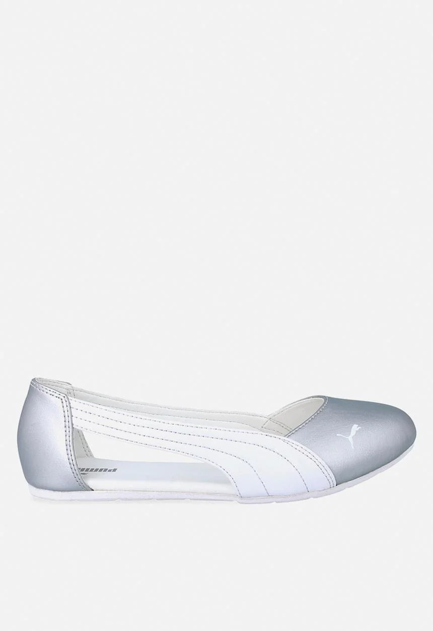 Puma Womens Basic Ballerina Cut Out Shoe Silver White