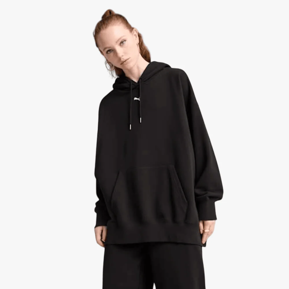 Puma Womens Wardrobe Ess Oversized Hoodie Black