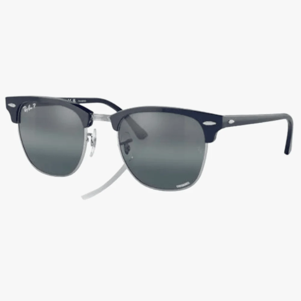 Rayban Club Master Blue On Silver Sunglass Silver/Blue Lens