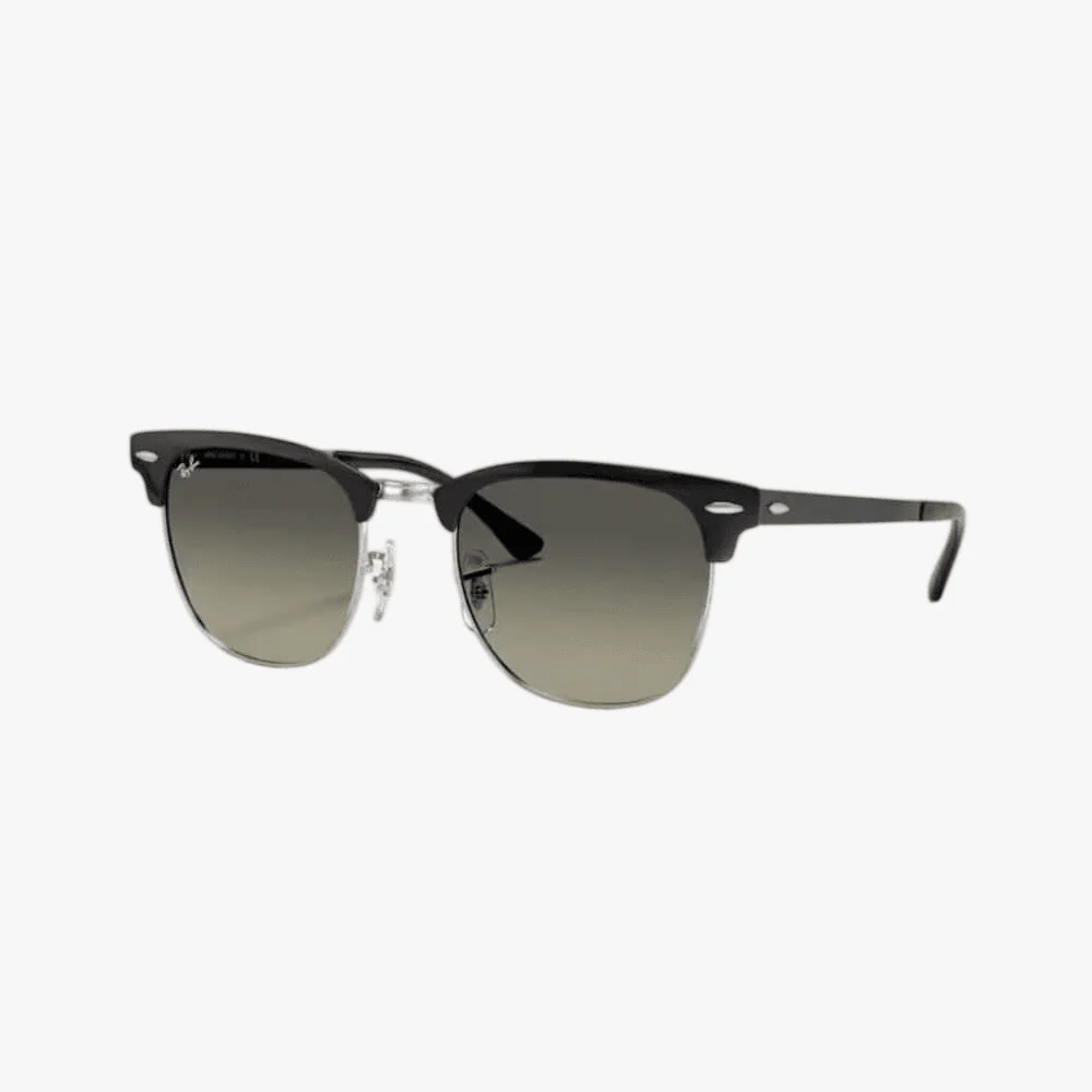 Rayban Clubmaster Metal Black Silver Sunglass Grey Graidient Lens
