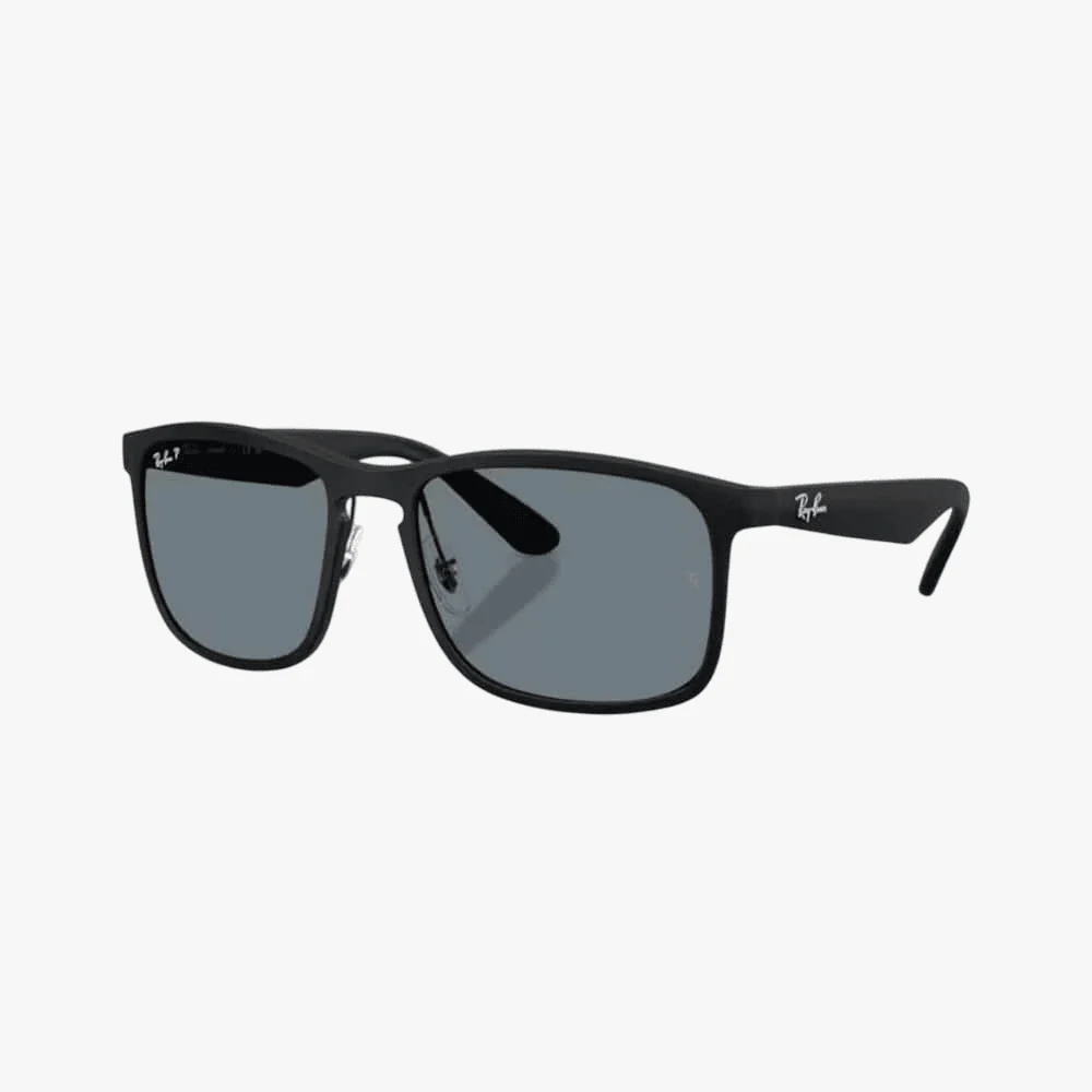 Rayban Matte Black Sunglass Blue Chromance Lens