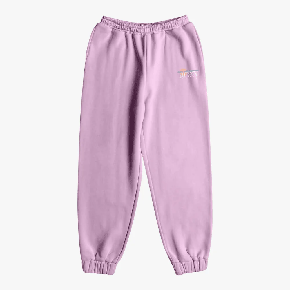 Roxy Girls Surf Feeling Wide Brushed Fleece Trackpants Crocus Petal
