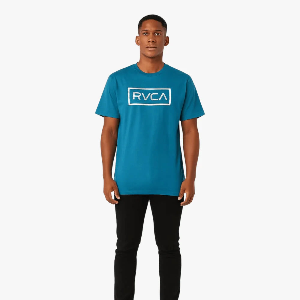 Rvca Mens Glitch Frame Short Sleeve Tee Washed Navy
