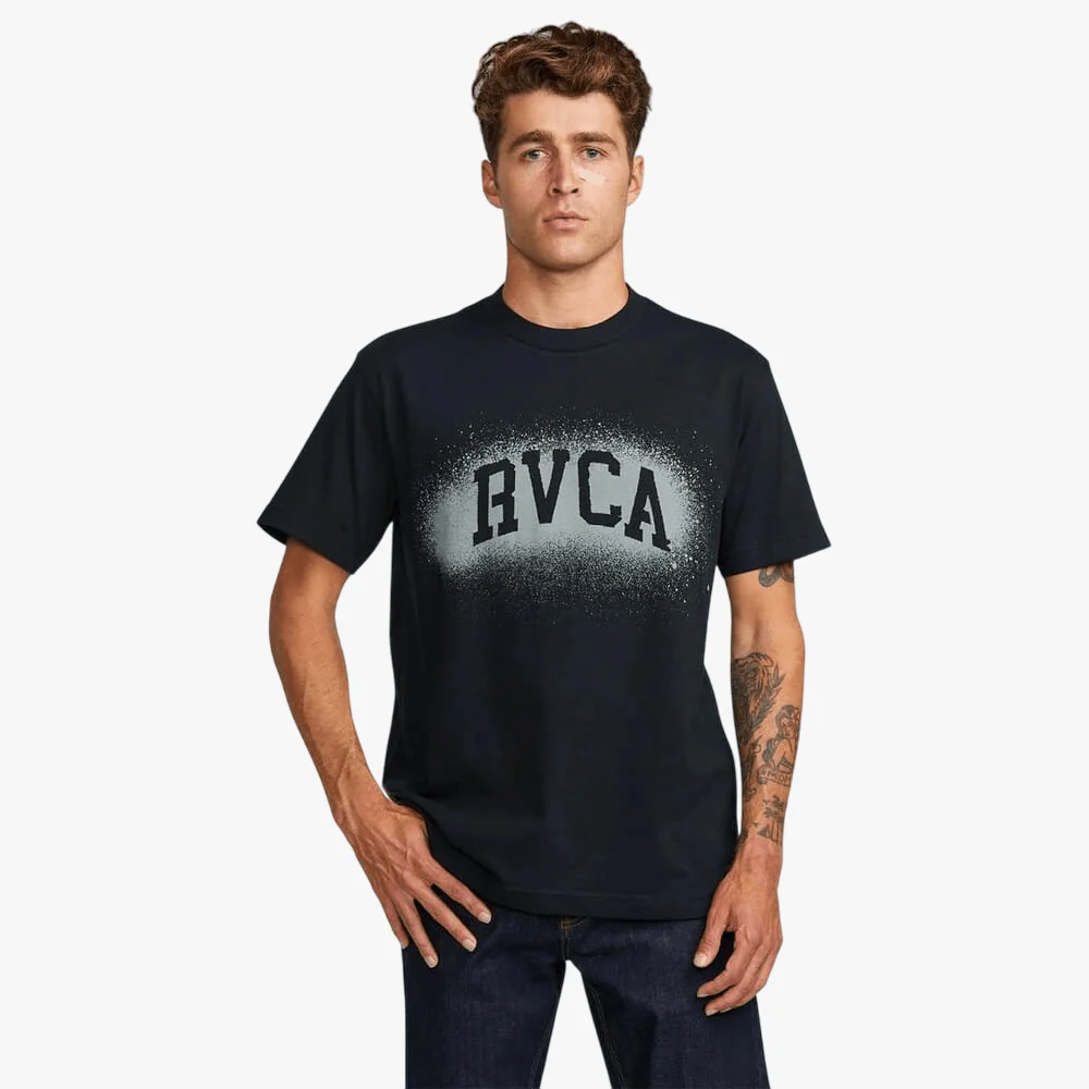 Rvca Mens Ivy Stencil Short Sleeve Tee Black
