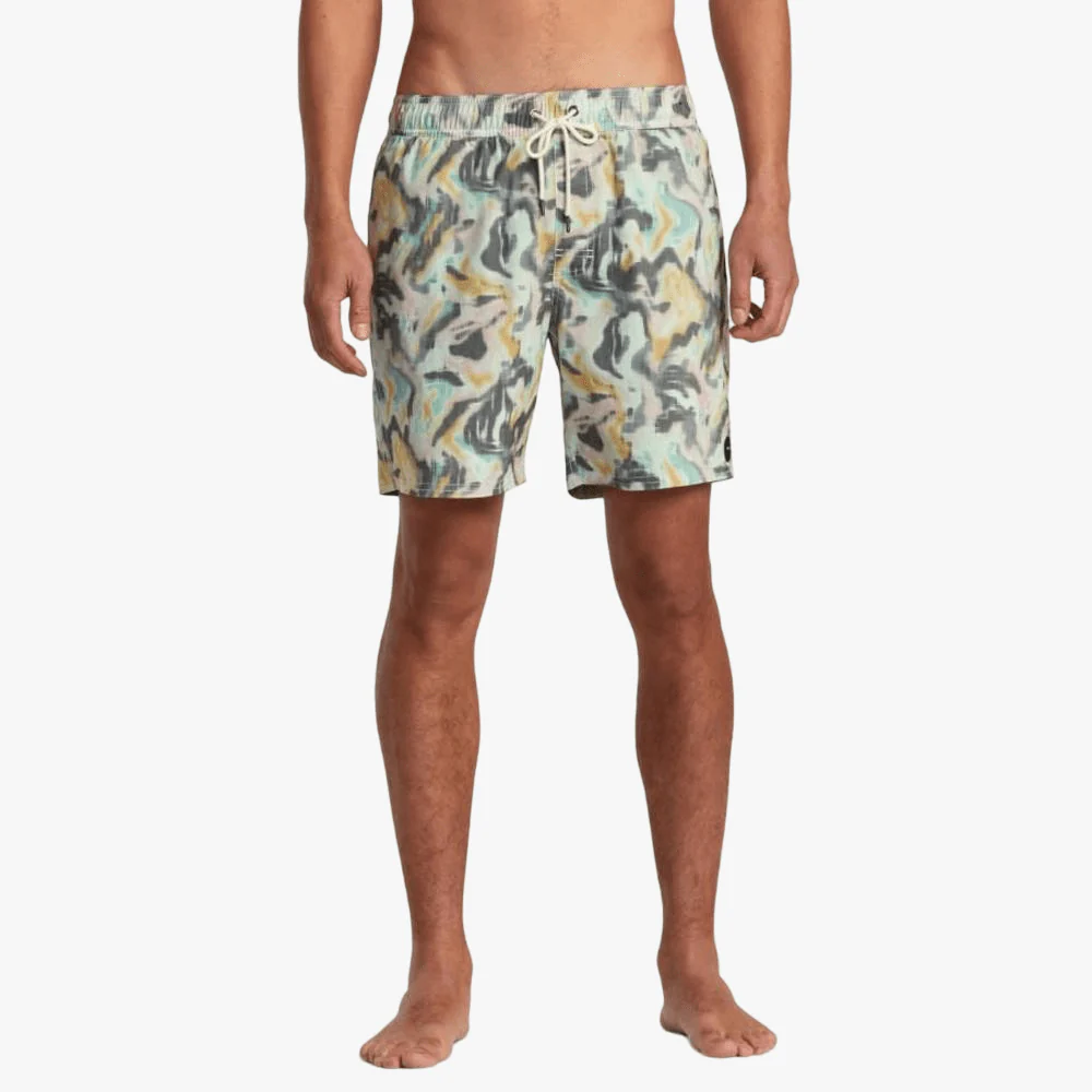 Rvca Mens Manic Elastic Swim Shorts Light Blue