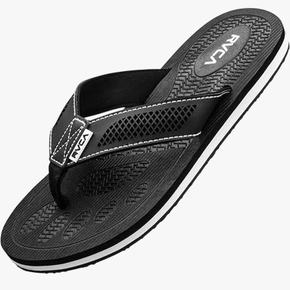 Rvca Mens Perforated Tbar Sandal Black